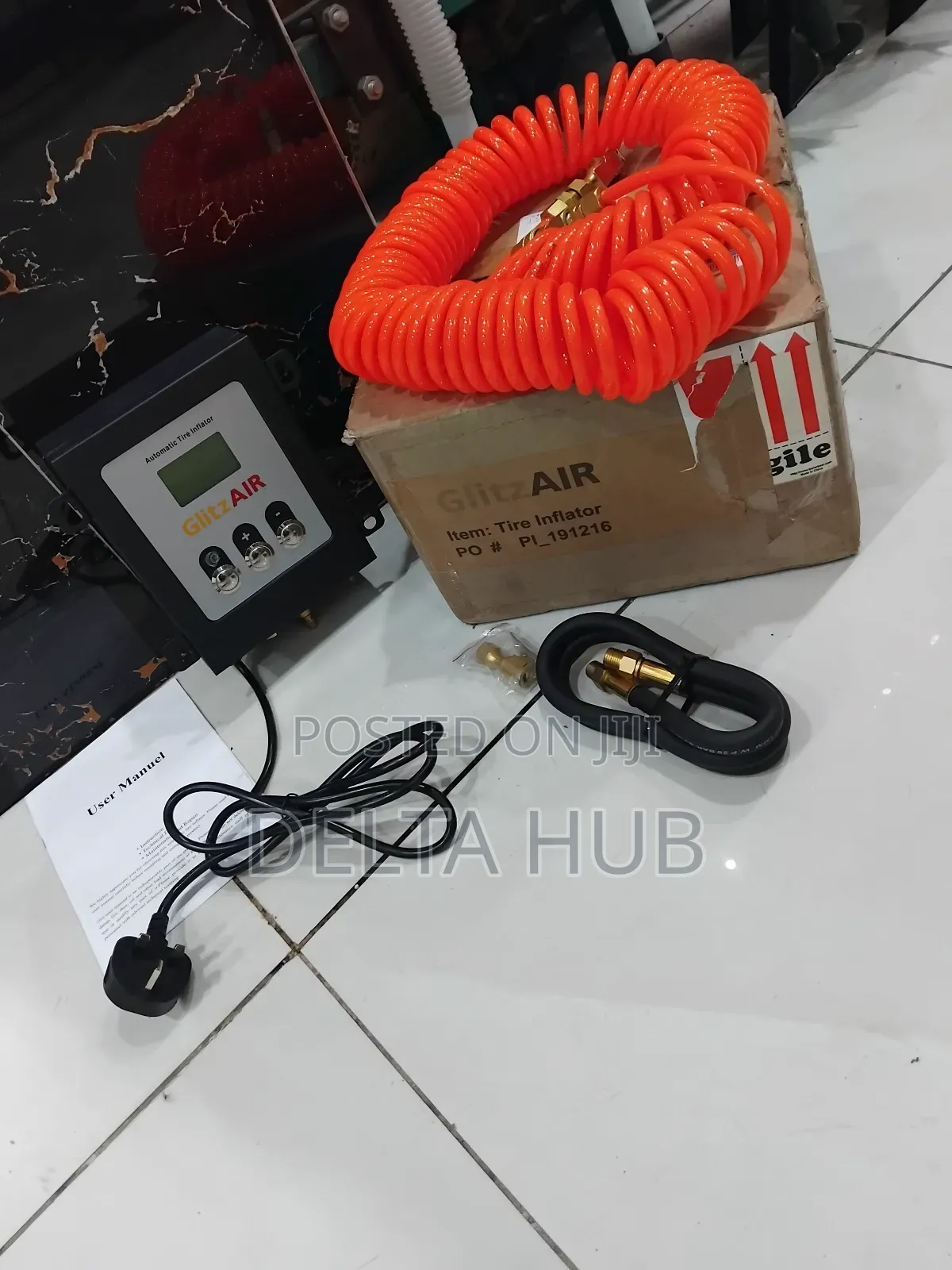 Programmable Digital Tire Inflator With Flexible Coiled Air Hose