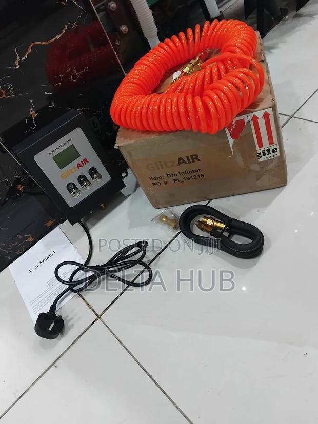 Programmable Digital Tire Inflator With Flexible Coiled Air Hose