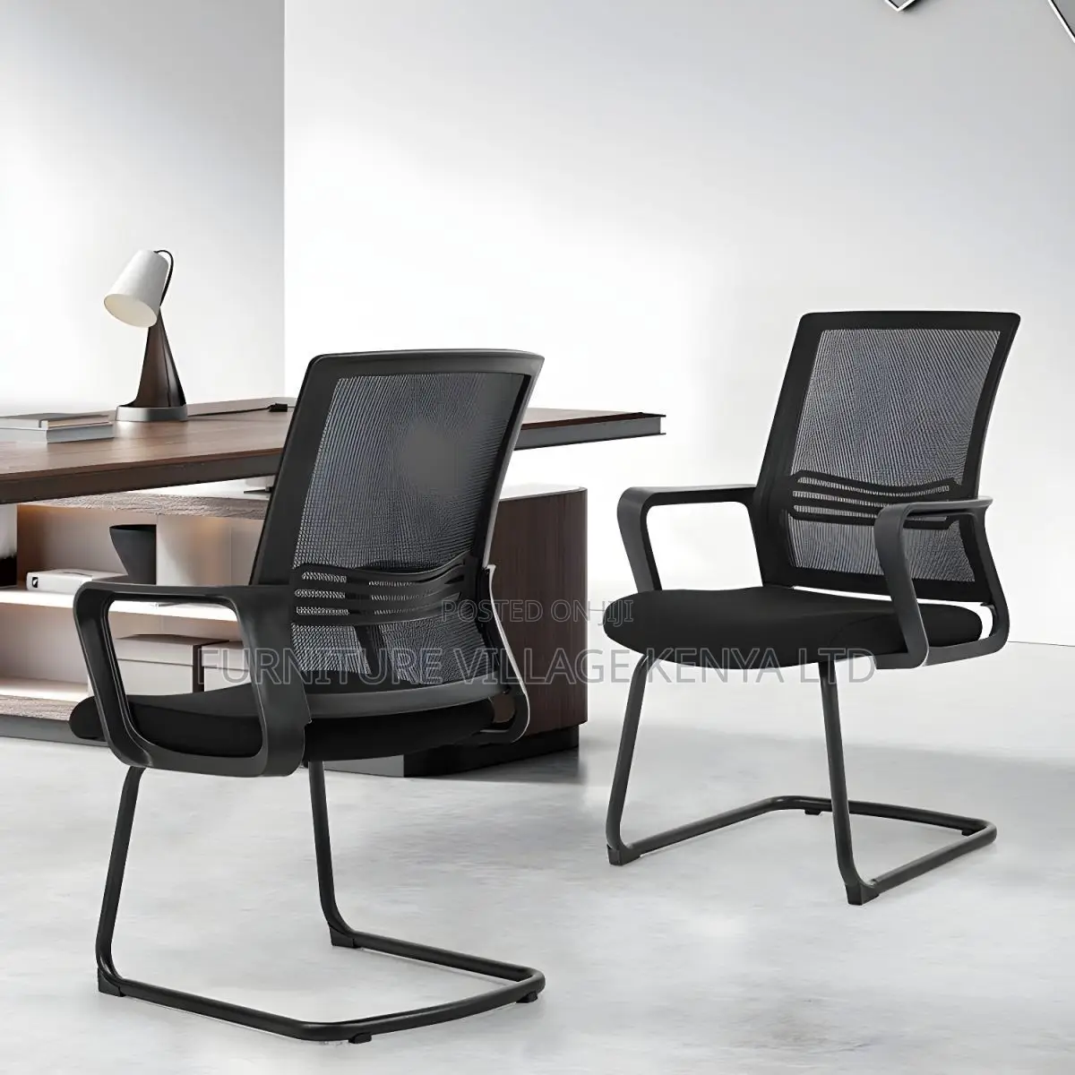 Office Chair; Black Chrome Boardroom Office Chair