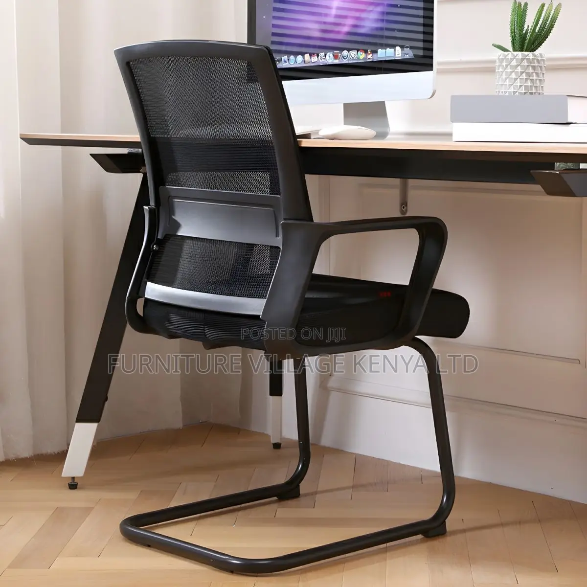 Office Chair; Black Chrome Boardroom Office Chair
