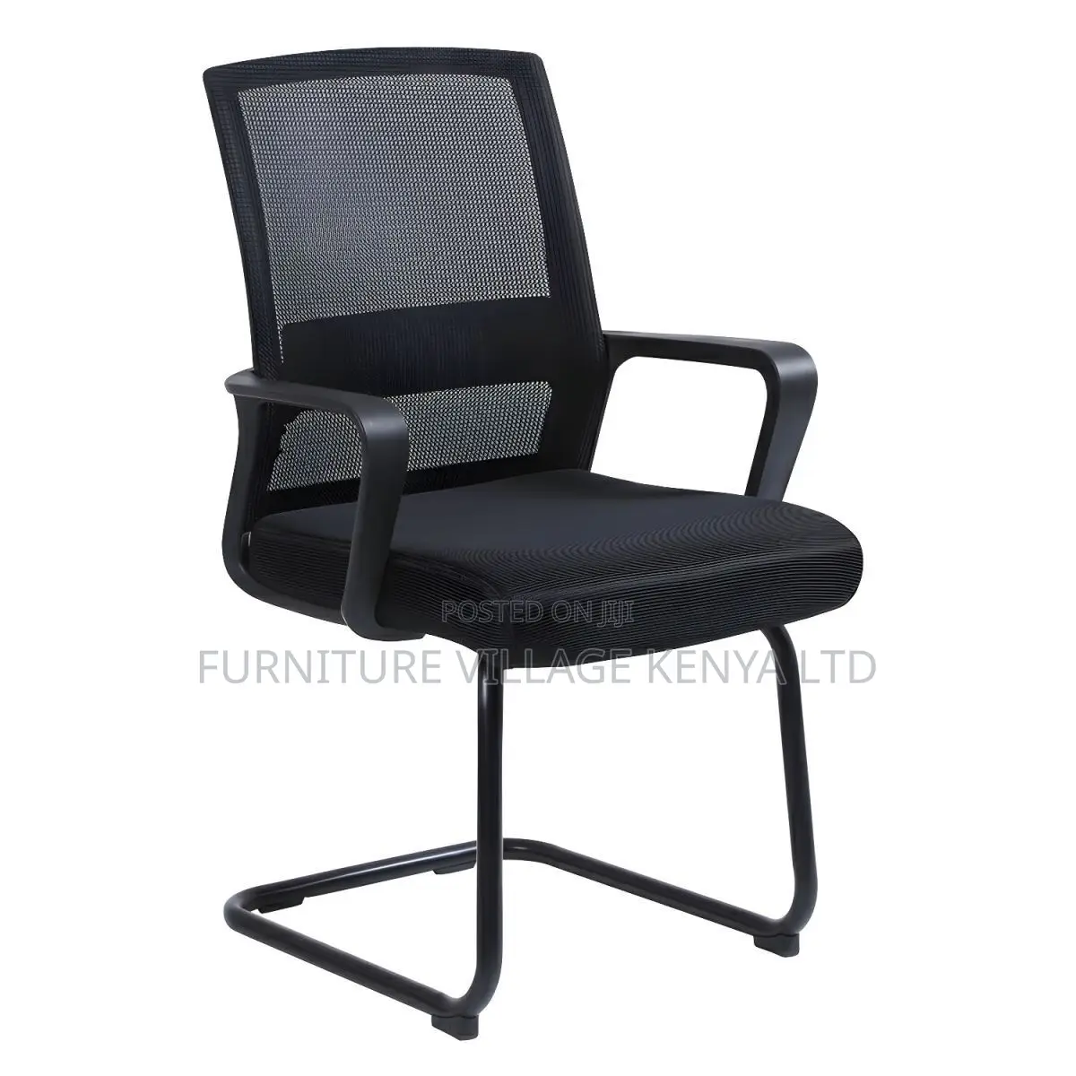 Office Chair; Black Chrome Boardroom Office Chair