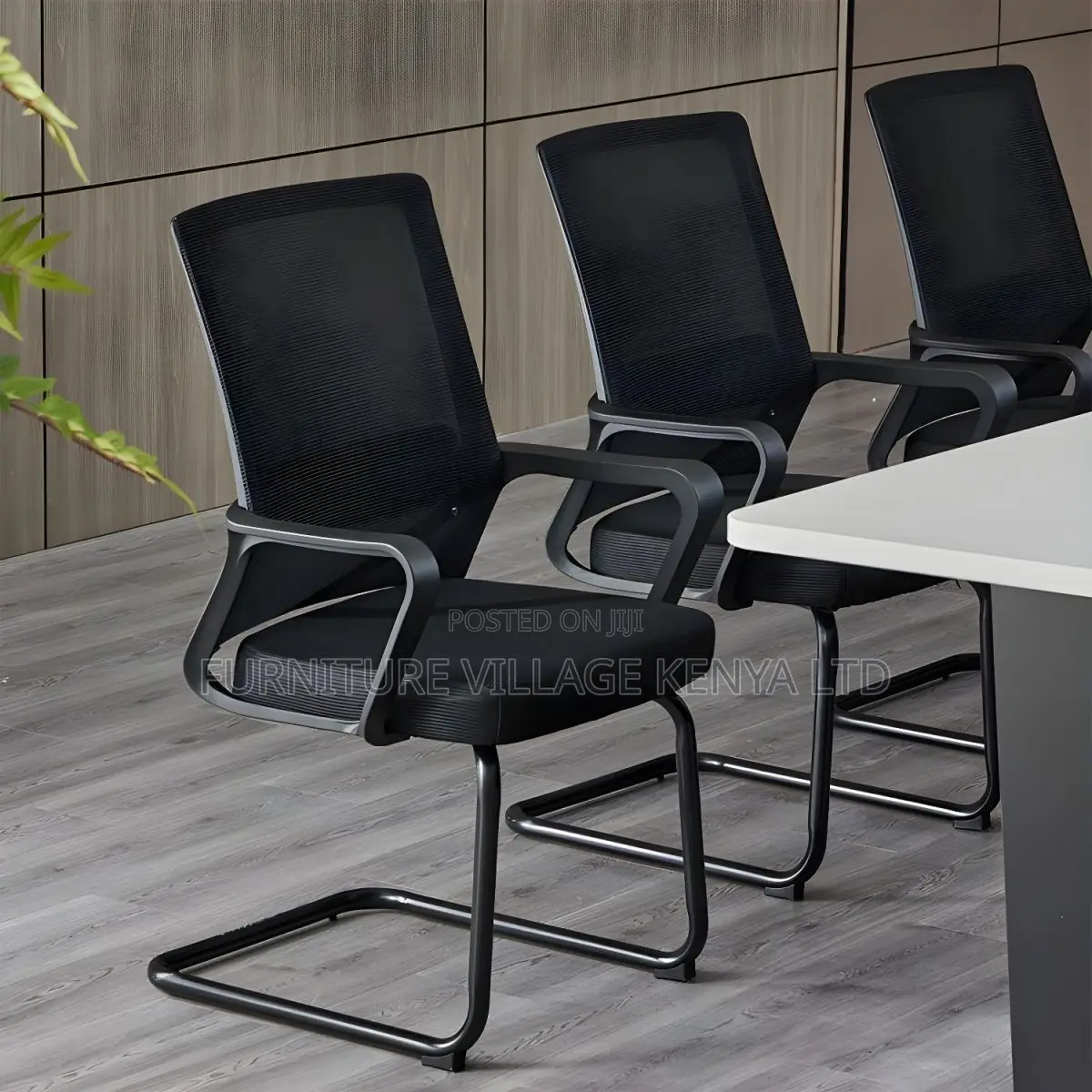 Office Chair; Black Chrome Boardroom Office Chair