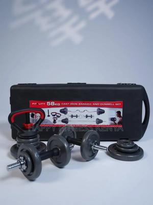 58kg Adjustable Dumbbell And Barbell Set With Case Kettlebell Stande - main view