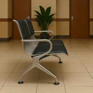Office Bench ; 2-seater Black Reception Office Bench