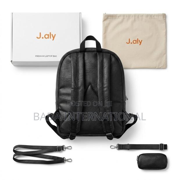 J.Aly Premium Textured Laptop Backpack –Durable Black Everyday Bag - thumbnail 3