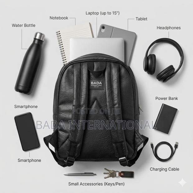J.Aly Premium Textured Laptop Backpack –Durable Black Everyday Bag - thumbnail 6