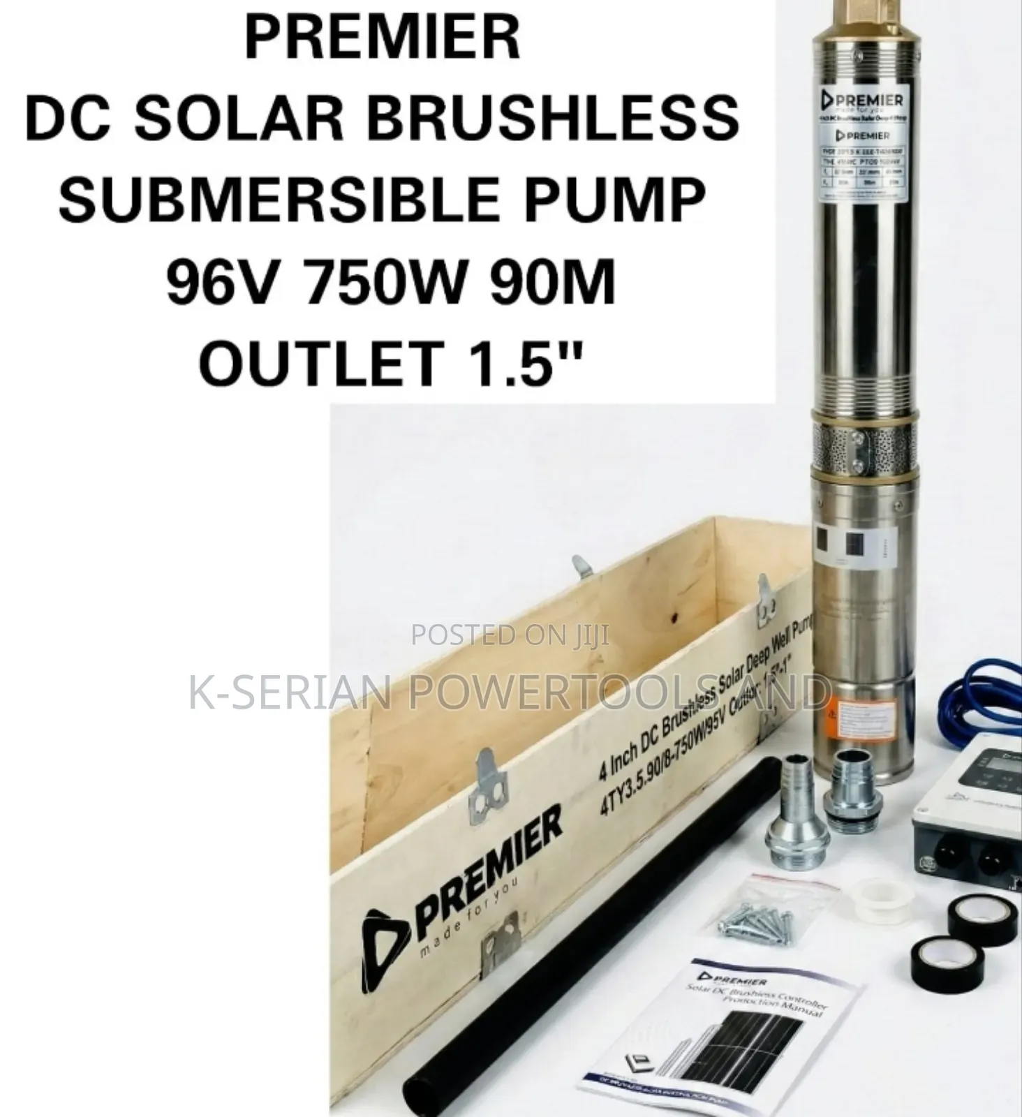 Premier Dc Solar Brushless Submersible Water Pump/90v, 750w, 90m