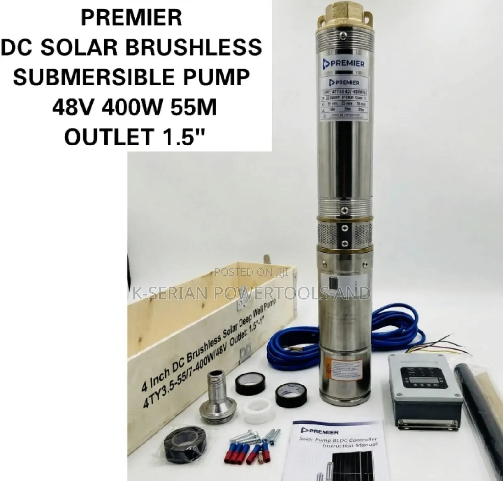 Dc Solar Brushless Submersible Pump/48v 400w 55m Outlet 1.5