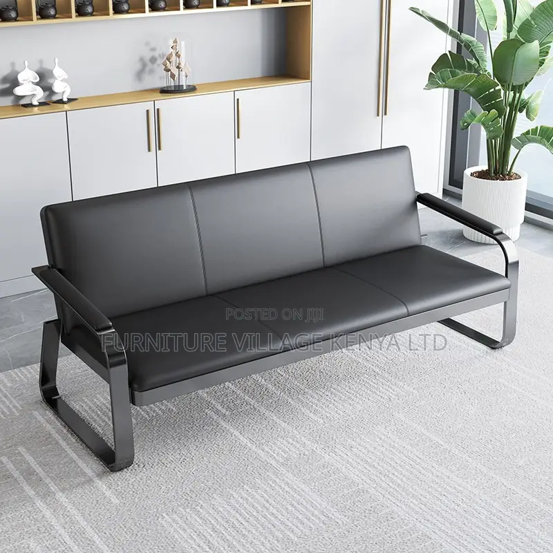 Office Sofa; 5-seater Black Reception Office Sofa