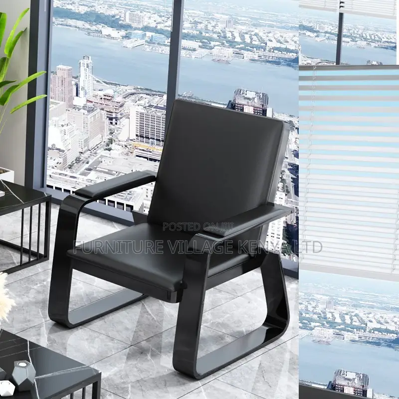 Office Sofa; 5-seater Black Reception Office Sofa