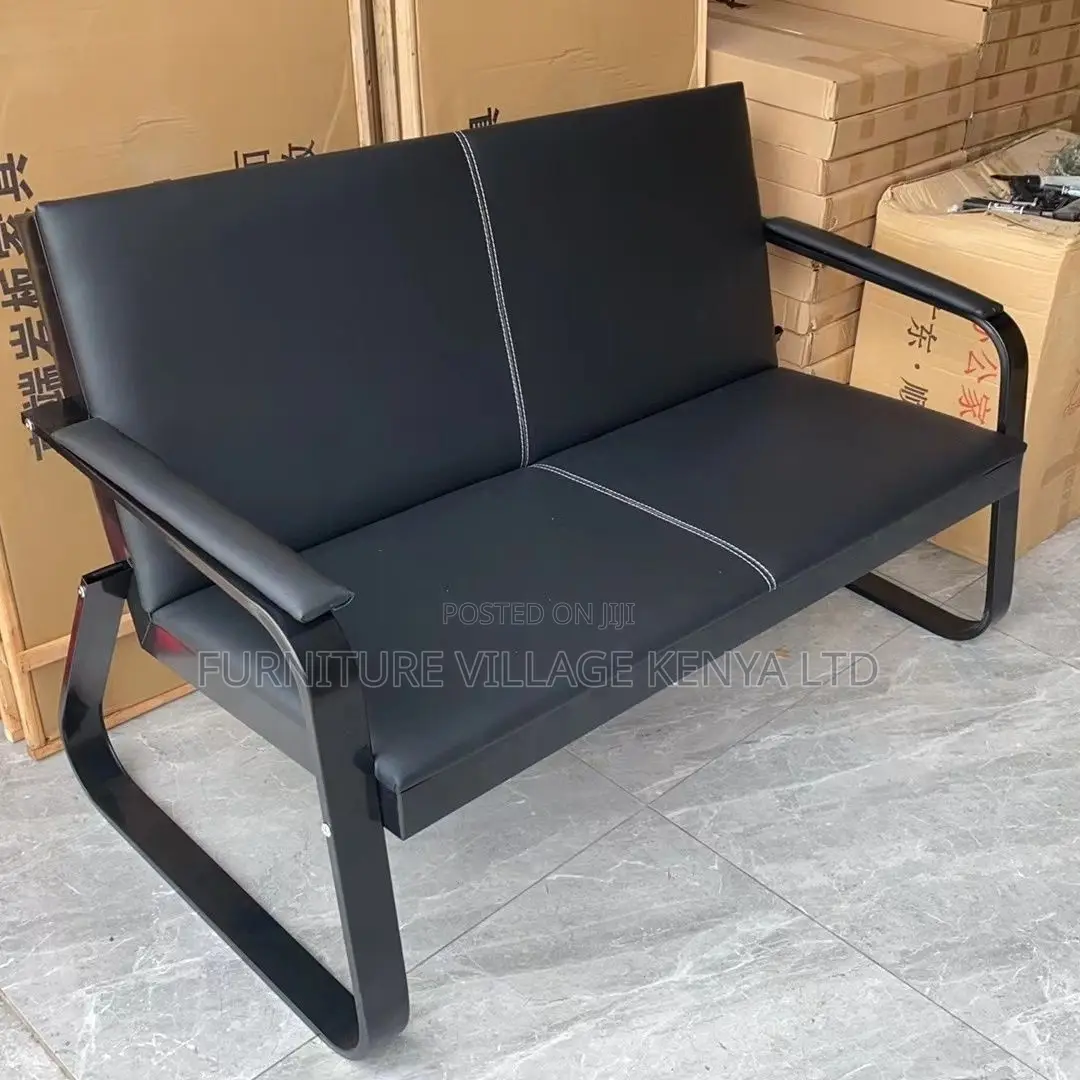 Office Sofa; 5-seater Black Reception Office Sofa