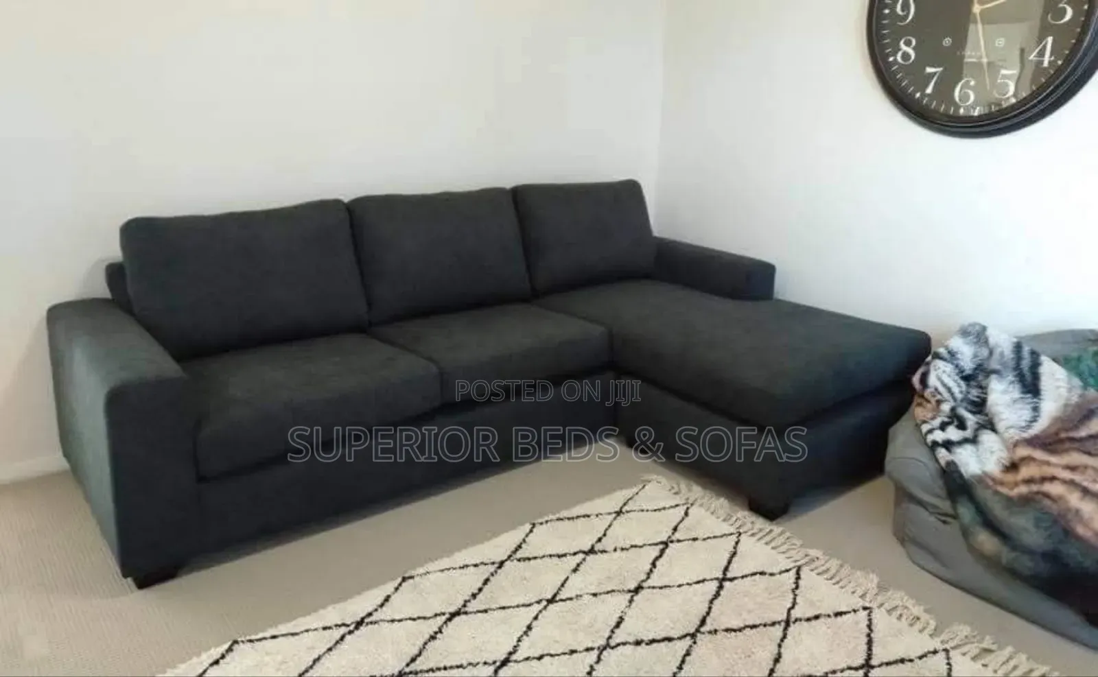 Black L-Shaped Corner Sofa( 5 Seater)