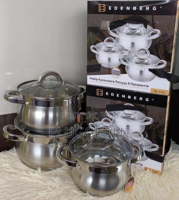 6pcs Edenberg Stainless Steel Cookware Set . - main view