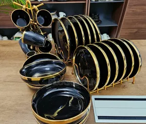 Ceramic Black Gold Dinner Set*