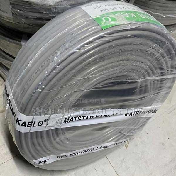 Gray 2.5 Twin With Earth 3 Cores 90 Meters Matstar Electrical Cable