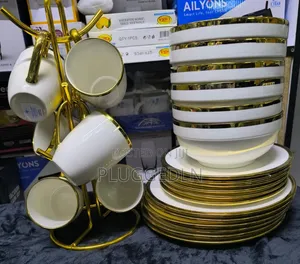 24pcs Ceramic White Gold Dinner Set*