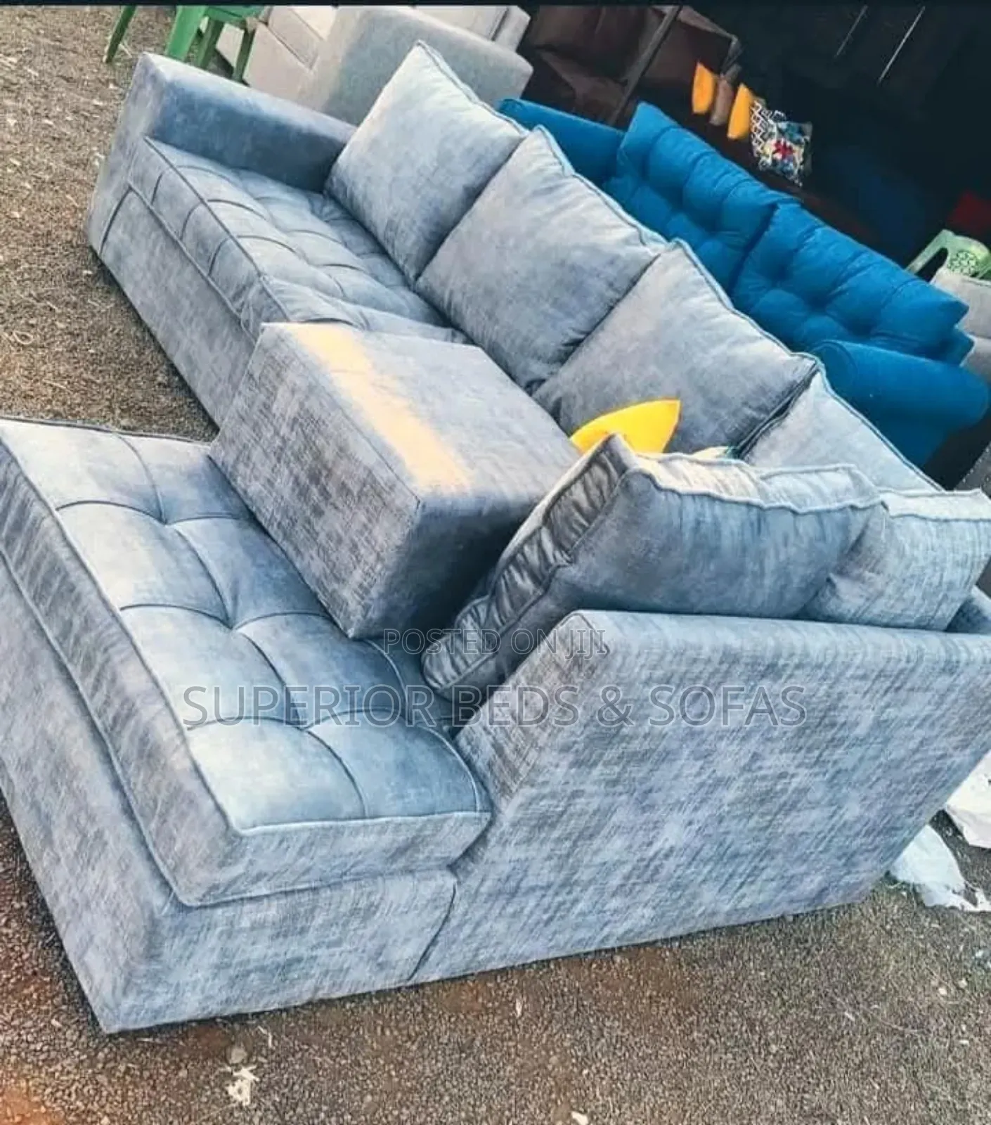 Fabric L-Shaped 6 Seater + Ottoman