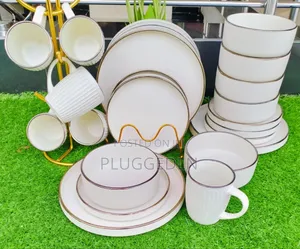 24 Pieces White-Gold Rimmed Dinnerset *.