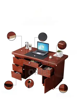 Office Desk : 1400mm Mahogany Finish Executive Office Desk