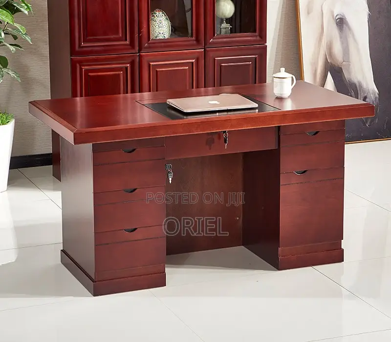 Office Desk : 1400mm Mahogany Finish Executive Office Desk