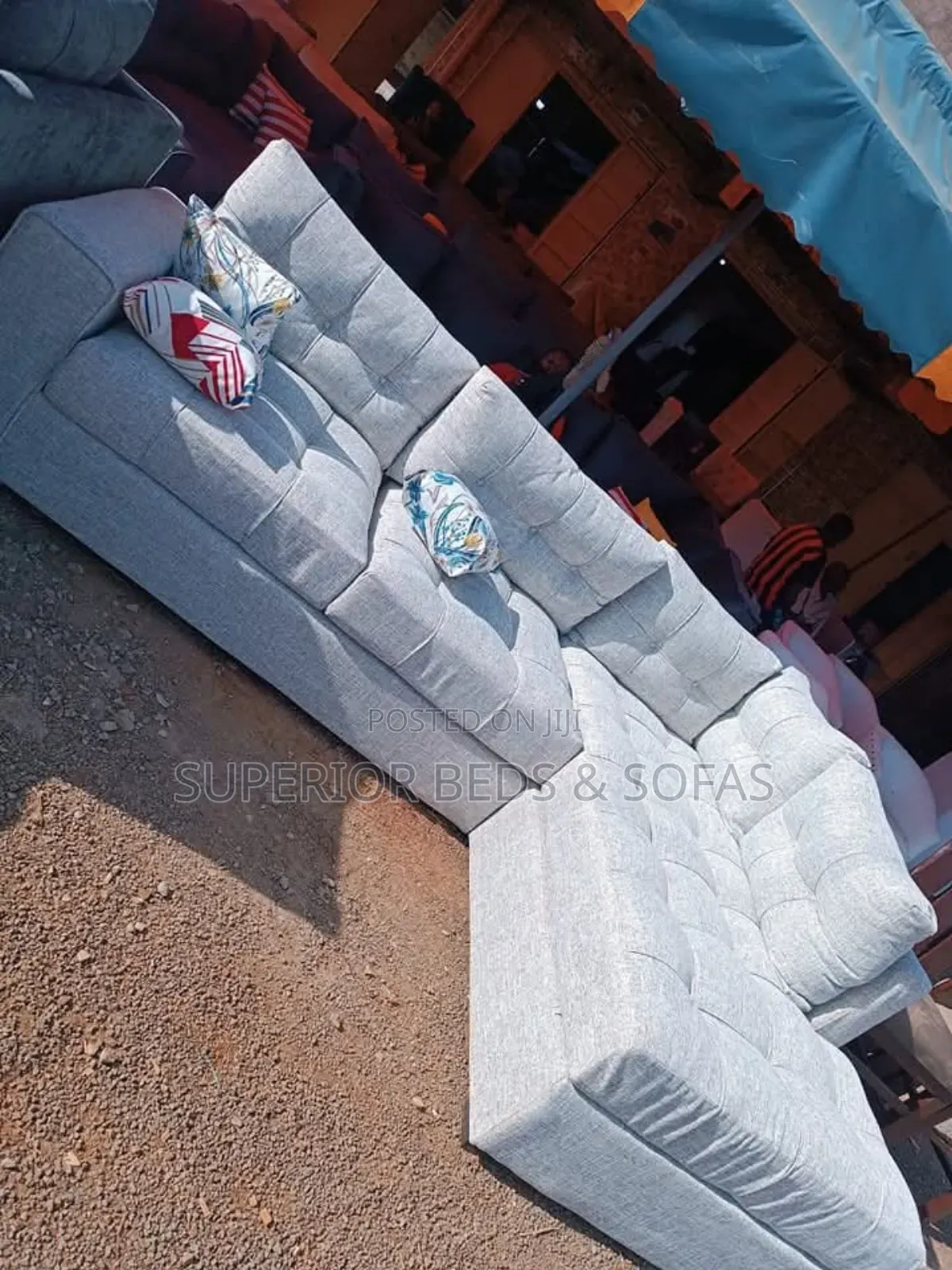 Grey L Shape Sofa 5 Seater