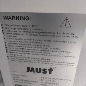 New 5.5kva Must Hybrid Inverter - 5.12kwh Must Lithium Ion Battery BMS