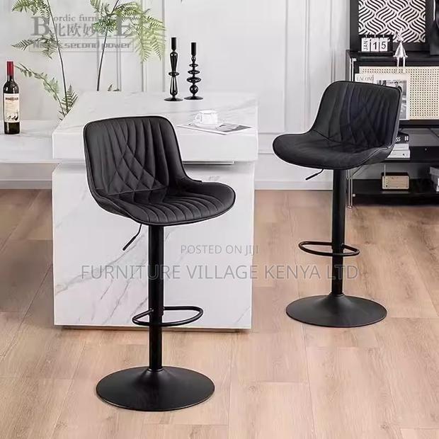 Barstool; Black Height Adjustable Office Barstool - thumbnail 5