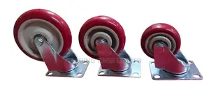 5 Inch Maroon Castor Without Brakes