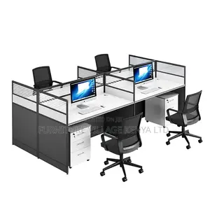Office Workstation; 4-way Modular Office Workstation With Cabinet