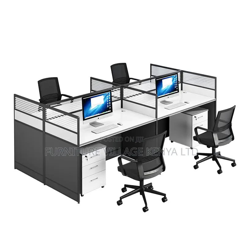 Office Workstation; 4-way Modular Office Workstation With Cabinet