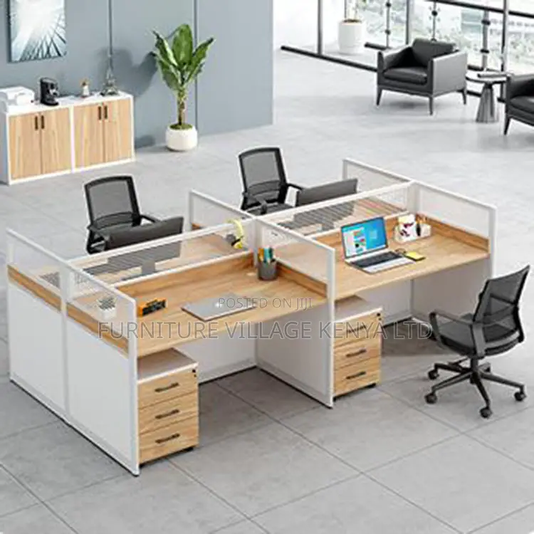 Office Workstation; 4-way Modular Office Workstation With Cabinet