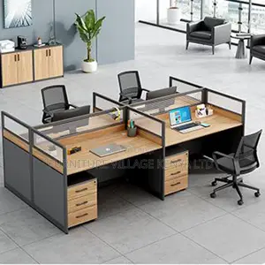 Office Workstation; 4-way Modular Office Workstation With Cabinet