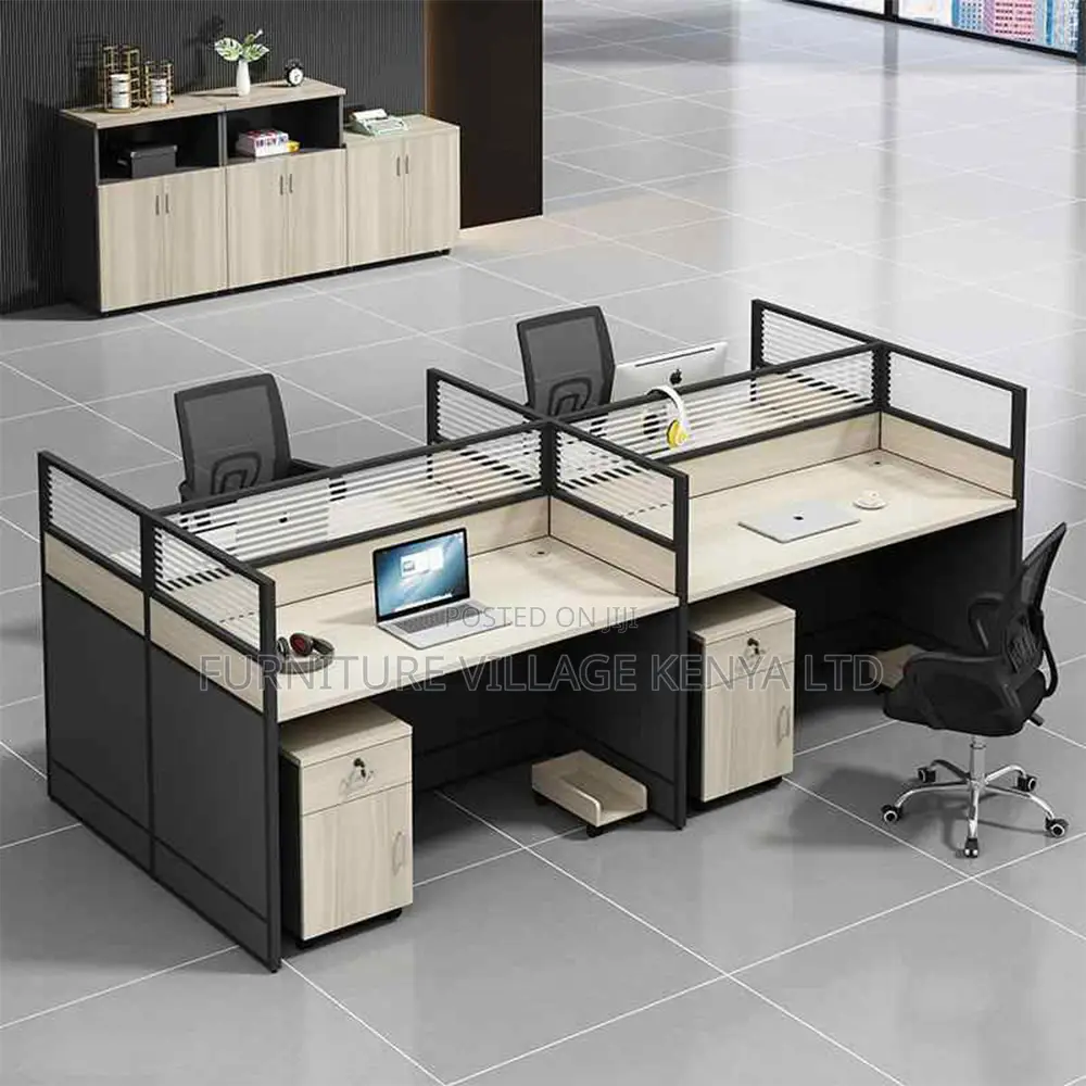 Office Workstation; 4-way Modular Office Workstation With Cabinet