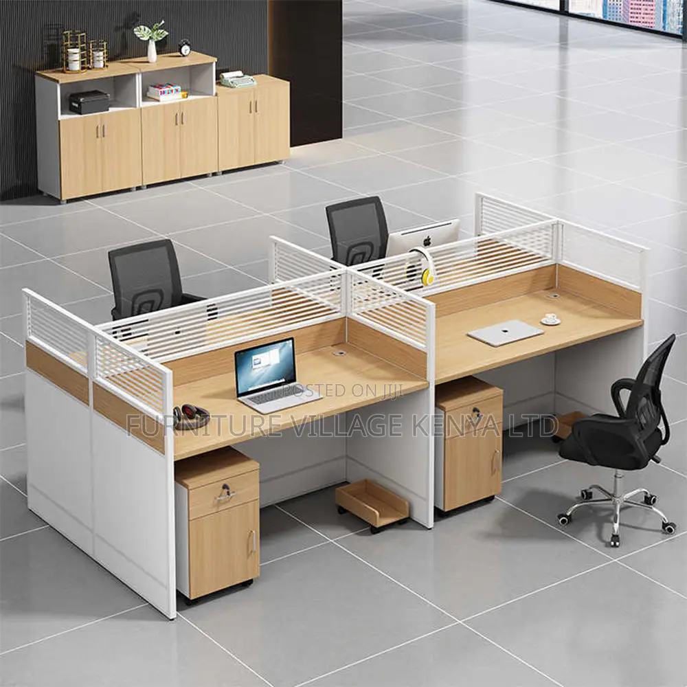 Office Workstation; 4-way Modular Office Workstation With Cabinet