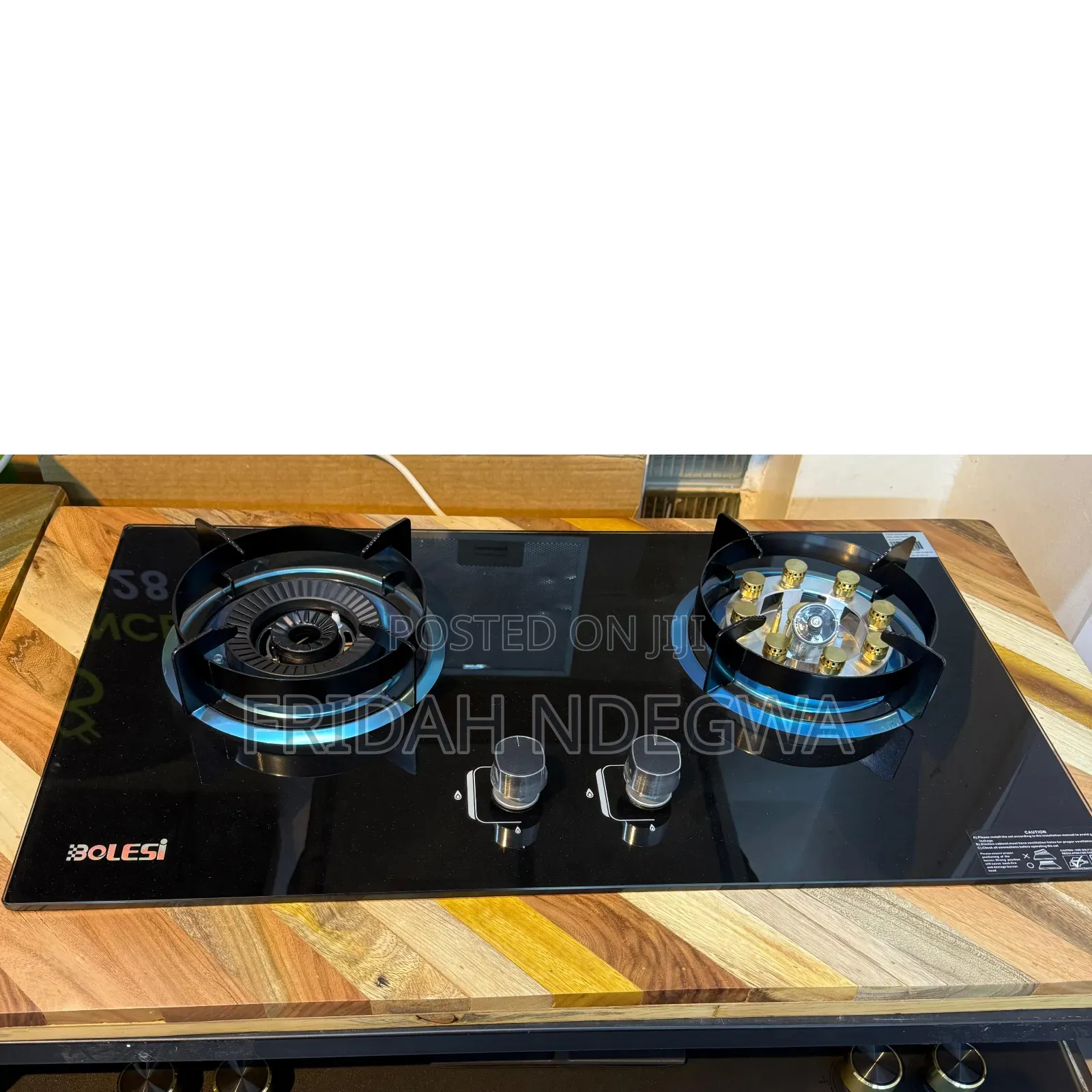 Bolesi Hob 2 Burners With Sensor and Wok Burner Inbuilt Glass