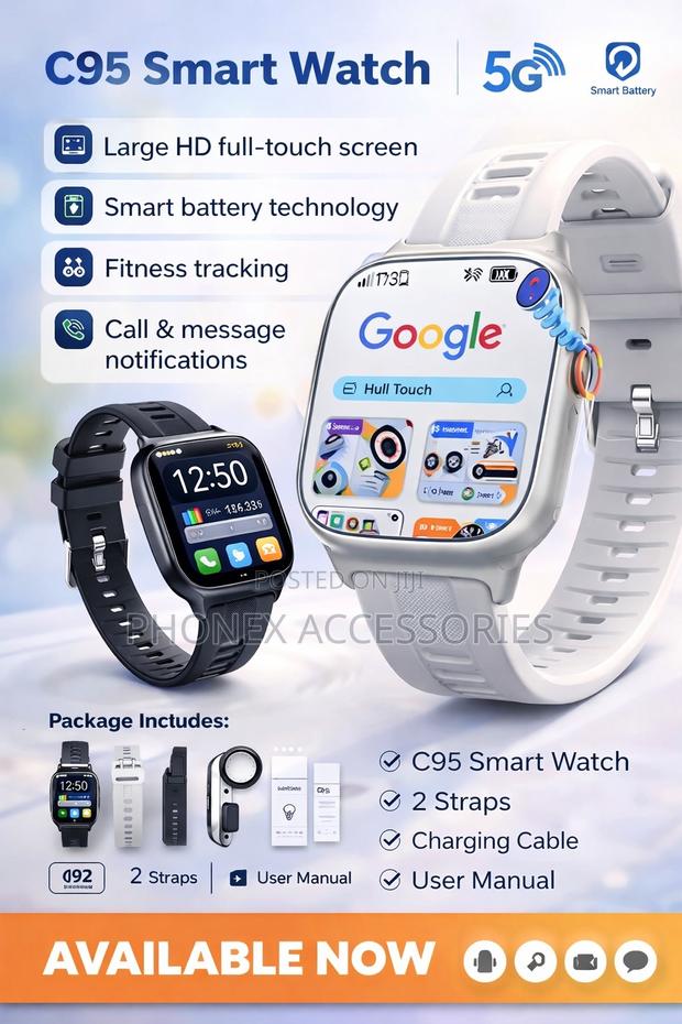 C95 Smart Watch – 5g Smart Battery | Dual Straps | Full Touch - thumbnail 3