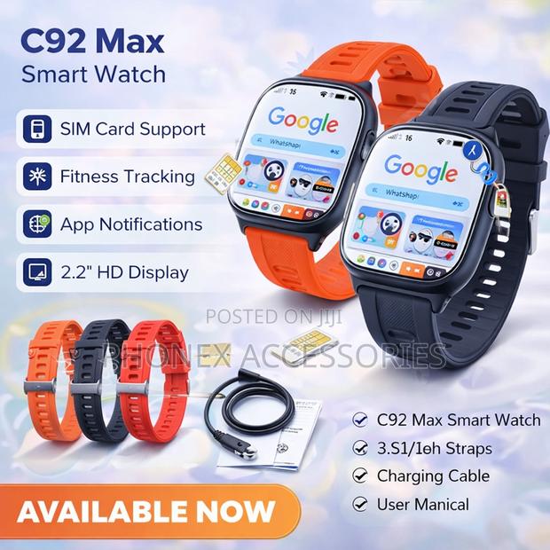 C92 Max Smart Watch – 3 Straps | Sim Card Support | Hd Display - thumbnail 2