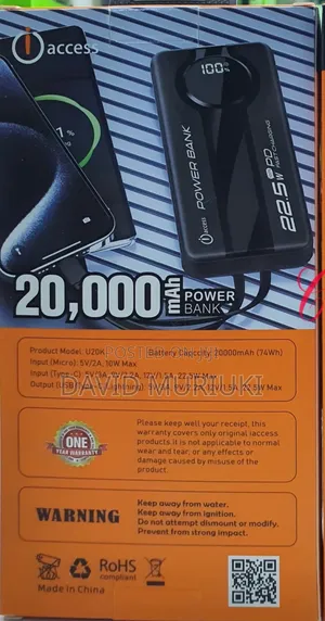 Access U20k 22.5w 20000mah Power Bank With Built in Type C