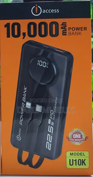 Access U10k 22.5w 10000mah Power Bank With Type C Lightning Cables