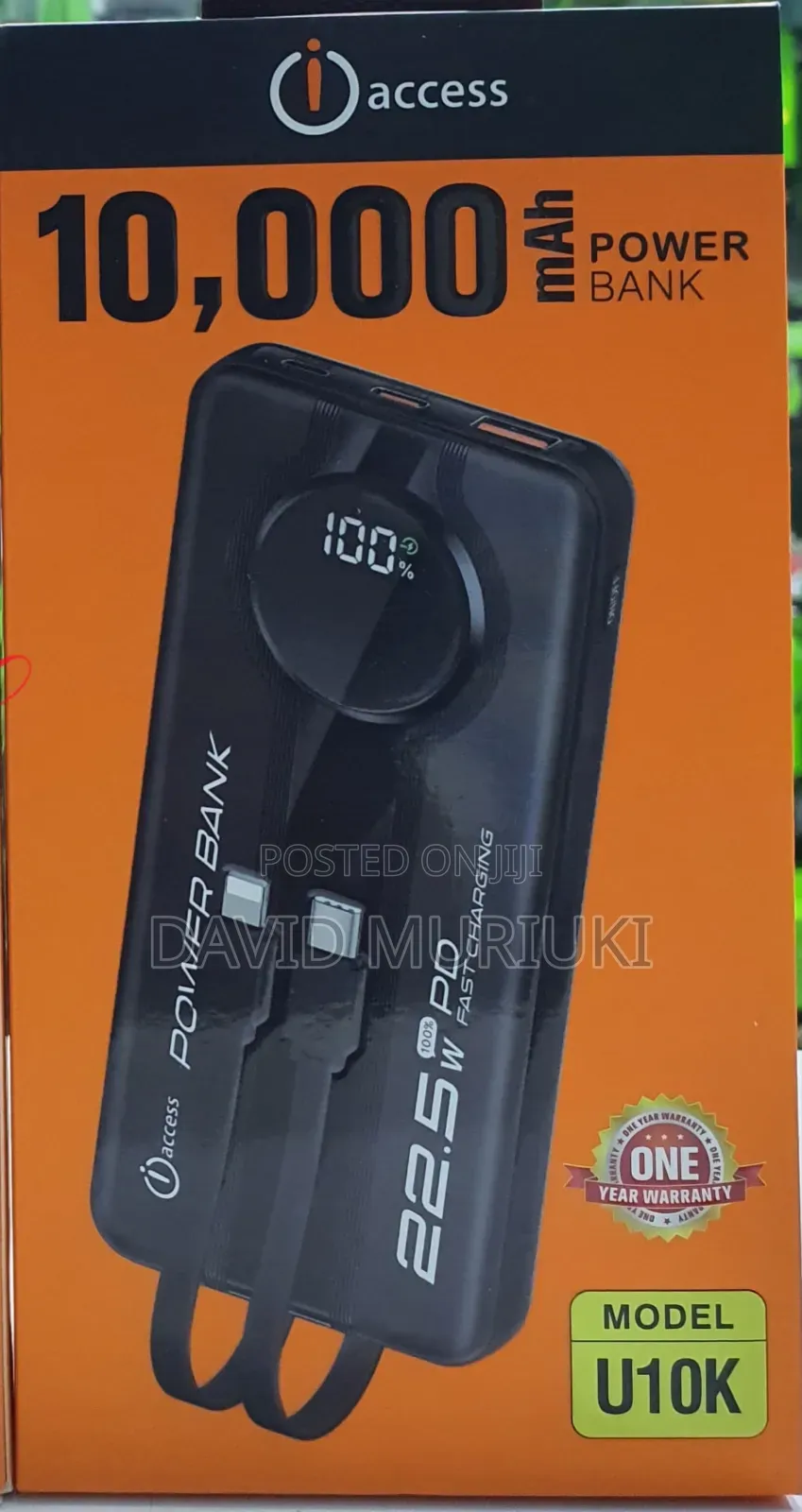 Access U10k 22.5w 10000mah Power Bank With Type C Lightning Cables
