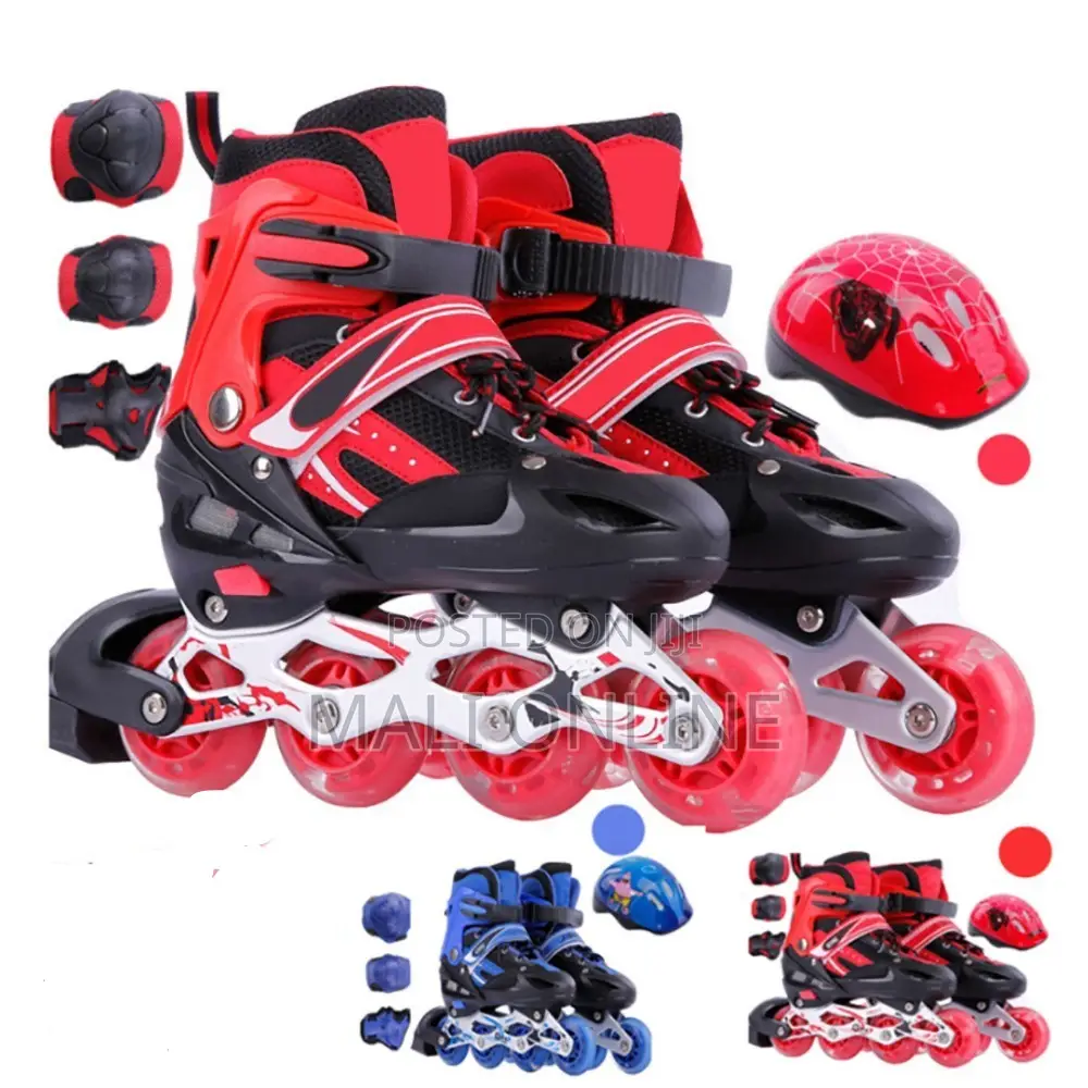 Adjustable Roller Skate Shoes Set With Helmet Knee Elbow Wrist Guards