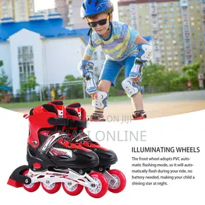 Adjustable Roller Skate Shoes Set With Helmet Knee Elbow Wrist Guards