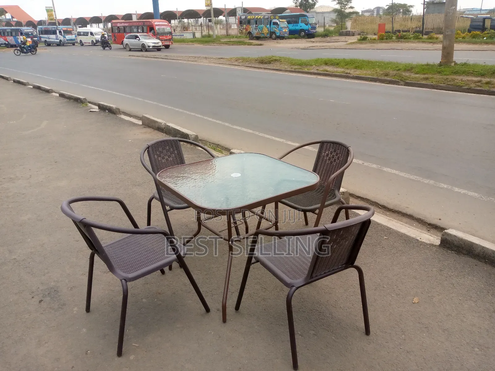 Brown 4 Seater Lantern Chairs and Balcony Table