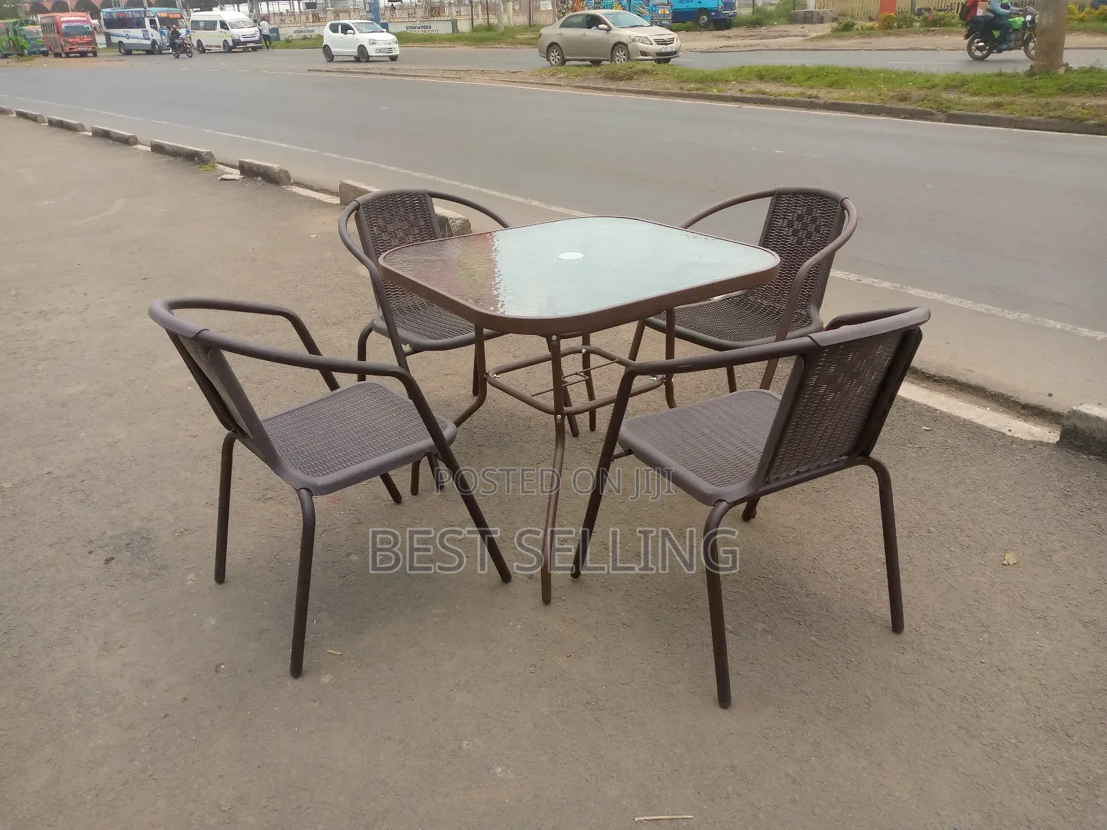 Brown 4 Seater Lantern Chairs and Balcony Table