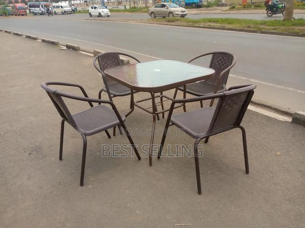 Brown 4 Seater Lantern Chairs and Balcony Table - thumbnail 2