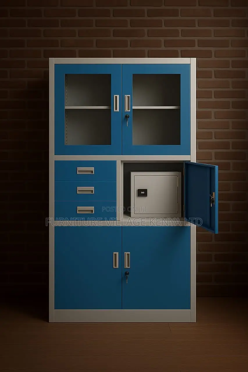 Office Cabinet ; Blue Office Storage Cabinet With Safe