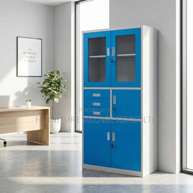 Office Cabinet ; Blue Office Storage Cabinet With Safe - thumbnail 2