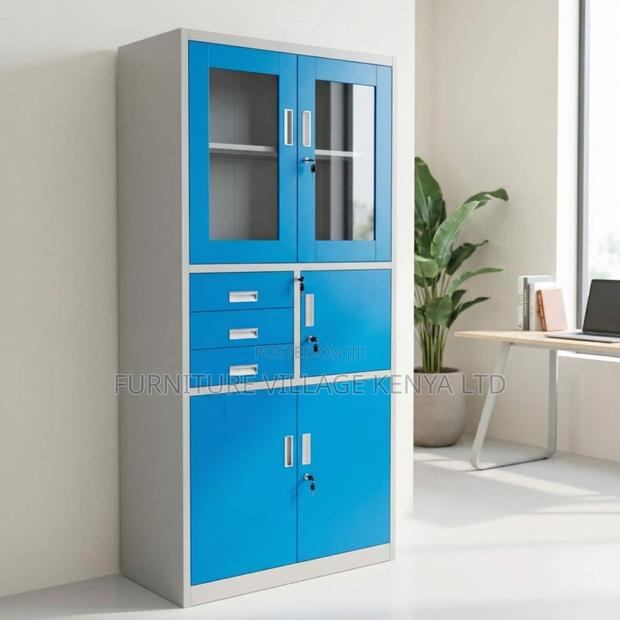 Office Cabinet ; Blue Office Storage Cabinet With Safe - thumbnail 4