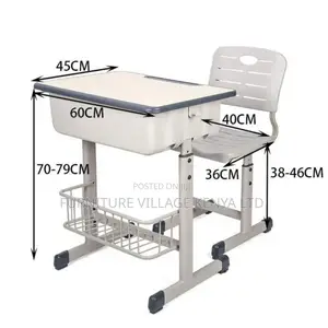Kids Desk; Adjustable School Kids Desk And Chair