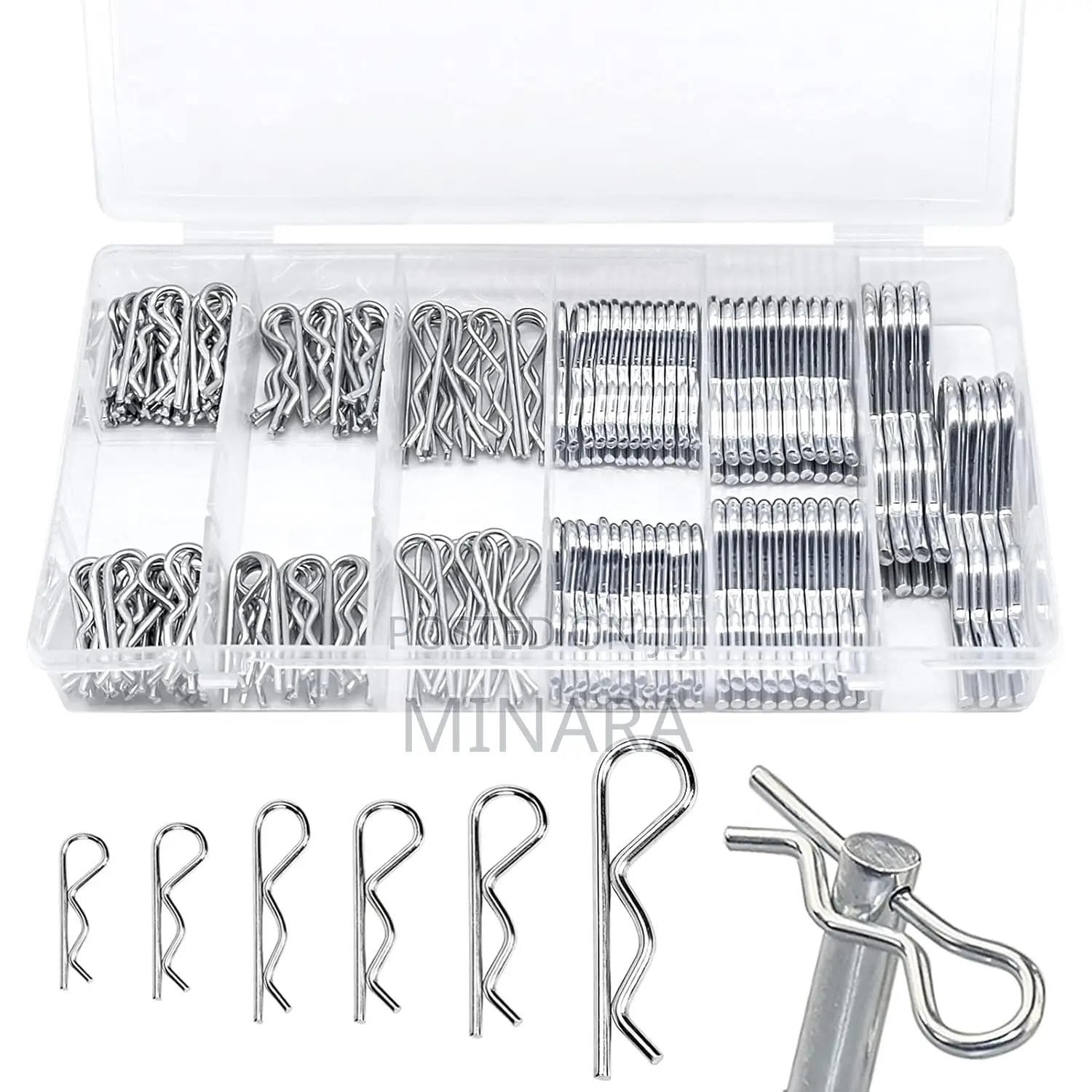 150 Pcs, Assorted Wave Cotter Pins, R-Clips, Retaining Spring Hitch